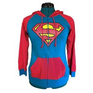 Superman Hoodie DC Comics Superman Logo Red Blue Zip-Up Hoodie Sweatshirt
